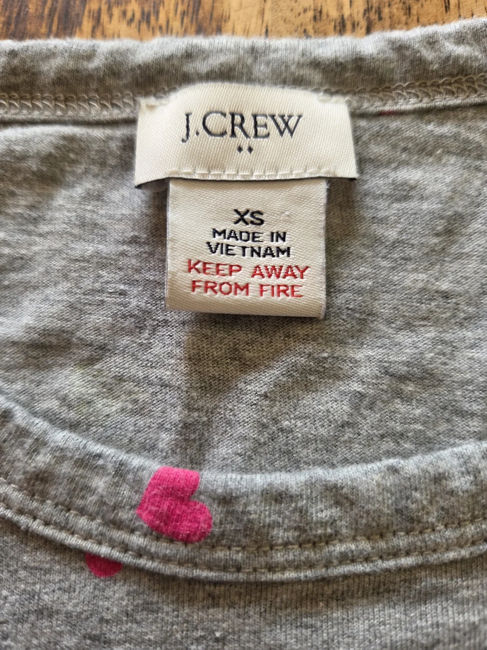 J. Crew Heather Gray Tee with Neon Heart Print